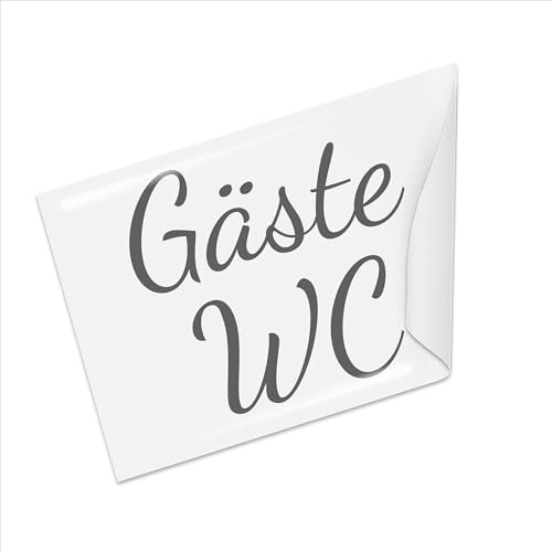 Gäste WC Aufkleber 9x10 cm, selbstklebende Türbeschriftung, Schriftzug | In schwarz ohne Hintergrund, konturgeschnittener Sticker für Gästetoilette, wetterfest