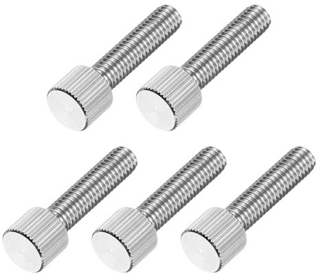 QUARKZMAN 5 Pcs Vis A Molettes M6 x 25mm, 304 Acier Inoxydable Tête Plate Filetée Entièrement Vis A Molettes Boulons Fixations Pour Maison, Electronique, Machine