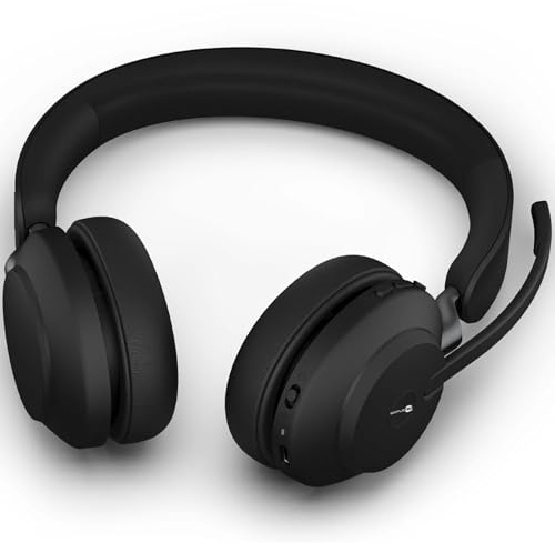 SIMPLETEK - Casque stéréo avec base et adaptateur USB-A | Casque On-Ear Bluetooth 5.0 | 3 microphones, Busylight, 37h Autonomie | Certifié UC