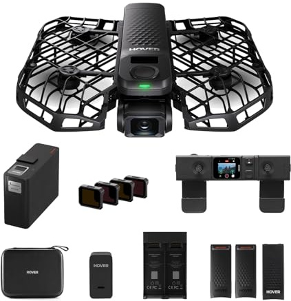HOVERAir X1 PRO Drohne mit Kamera 4K, Faltbar Action Cam mit über 15 vollautomatischen Flugmodi, 42 KM/H, Fliegen überall mit OmniTerrain, Rückkollisions-Erkennung (Ski Kombo&Battery)