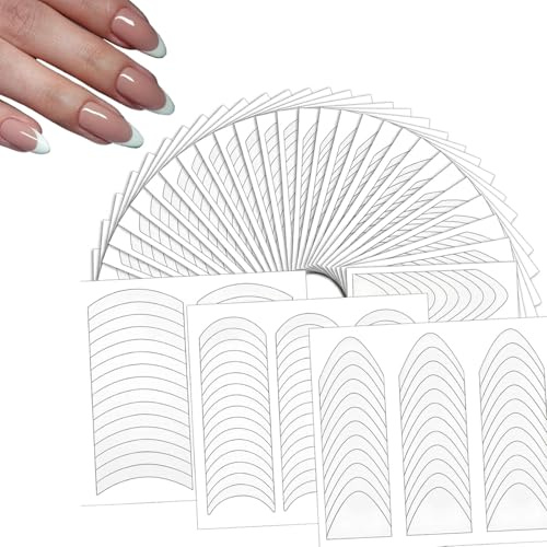 48 Blätter French Maniküre Aufkleber, Selbstklebende Nagelsticker für French Nails, Nagelsticker für Nail Art, DIY Nagelstick-er für Kunst, Perfekte Fr-ench Tip Nage-lsticker, für Anfänger und Profis