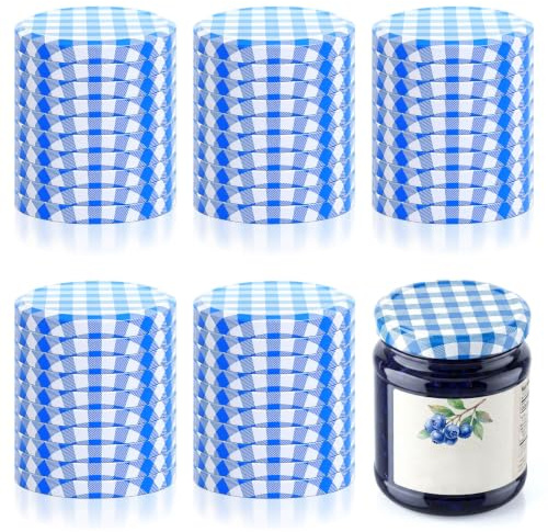 Pack 50 Tapas conserva 82mm azules, compatible tarros Mason mermelada | Compatibles con tarros Mason, tarros de mermelada, miel y alimentos en conserva