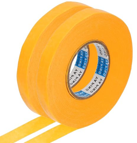 DEFANEX 2roll Masking Tape (10mm x 50m, Yellow) No Residue Universal Masking Painter Tape for Laboratory Labeling, DIY Crafting, Arts, Wall Painting