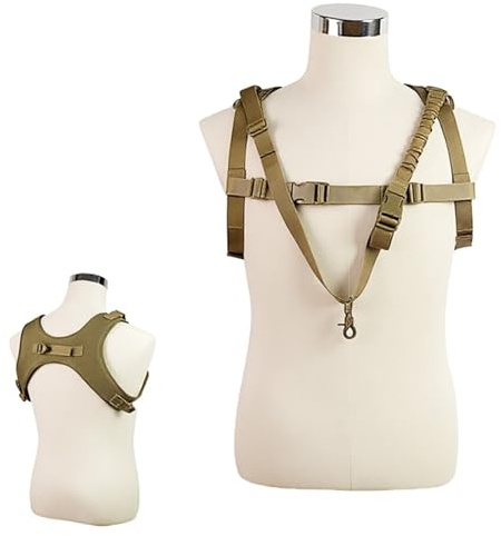 Sangle Tactique Single Point Multifonction en Forme H, Harnais Airsoft pour Chest Rig, Sangle d’Épaule pour Entraînement et Chasse