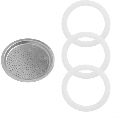 Zeroupshop 3 Jointes en Silicone et 1 en Aluminium pour Moka Pot(9 cup) | Accessoires de Rechange Compatibles avec Cafetières Italienne 2/3/6/9/12 Tasses, Nettoyage pour facile