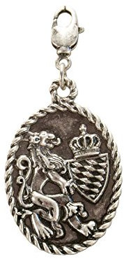 Alpenflüstern Trachten-Anhänger Wappen-Löwe oval für Charivari oder Trachtenkette (antik-silber-farben) AAH140