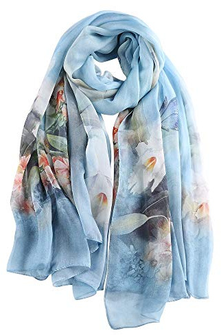 STORY OF SHANGHAI Foulard Donna Seta di 100% Seta, Stola Elegante Cerimonia Chiffon Leggera, Sciarpa Primaverile con Fantasia Colori, Adatto a molteplici occasioni