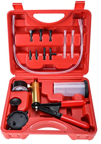FreeTec Pompe Manuelle à dépression Liquide de Frein Testeur à Vide et Appareil de Purge 6 adaptateurs avec Coffret