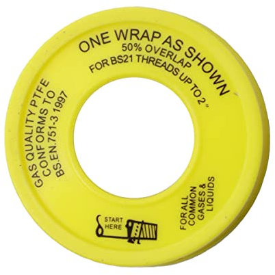 (Pack of 5 Rolls) Gas PTFE Teflon Tape Pipe Thread Sealing Tape 12mm x 5M for Gases & Liquids