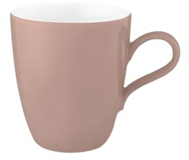 Seltmann Weiden Life Fashion Posh Rose Henkelbecher, 400 ml, Einfarbige Kaffeebecher mit Henkel, Mix & Match Geschirr, Spülmaschinen- & Mikrowellenfest, Porzellan, Rosa/Weiß