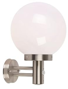 Qazqa Modern außen Wandleuchte, Außenlampe mit Bewegungssensor, Wandlampe für den Garten - Sfera - Silber Farbe, max. 60W, Geeignet für LED, 27cm, IP44