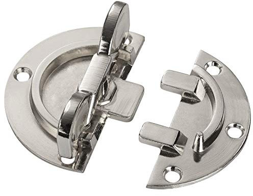 SOTECH 4 pièces Verrou rotatif Ø 60 mm, acier nickelé, Verrou rotatif, Ferrure de table Verrou de meuble à visser