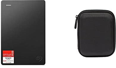 Seagate Portable 5 to, Disque Dur Éxterne HDD, USB 3.0 pour PC Portable et Mac (STGX5000400) & AmazonBasics Étui pour Disque Dur Portable My Passport Essentiel Noir
