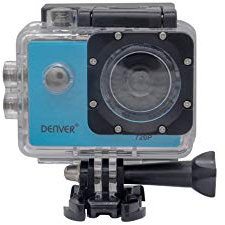 Denver ACT-320BLUE Action Cam mit wiederaufladbarem Akku und 2 TFT Display auf der Rückseite, wasserdicht