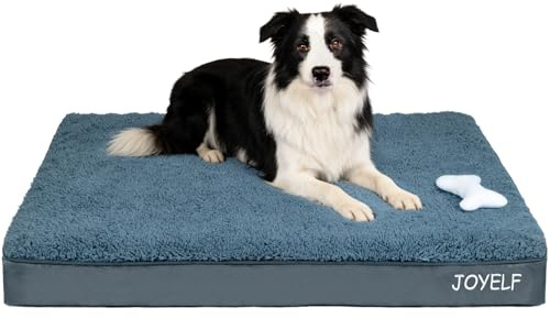 JOYELF Large Hundebettmatte für mittlere bis große Hunde, Eierkistenschaum-Haustierbettmatte mit wasserdichtem und abnehmbarem waschbarem Bezug