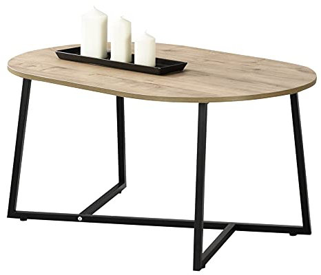[en.casa] Couchtisch 'Valdemarsvik' 100x60x47cm Wohnzimmertisch Sofatisch Metallgestell Eiche-Optik