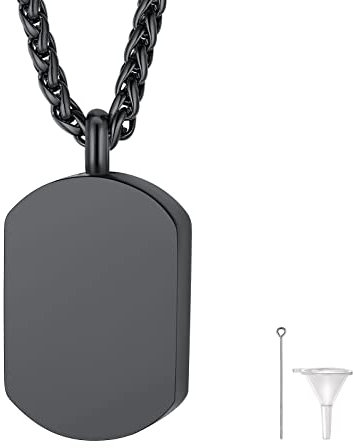 FindChic Memorial Urnen Anhänger Asche Halskette Dog Tag Kette Herren Damen Edelstahl Blut Kette zum befüllen Erinnerungsschmuck mit Trichter Füllen Kit Schwarz