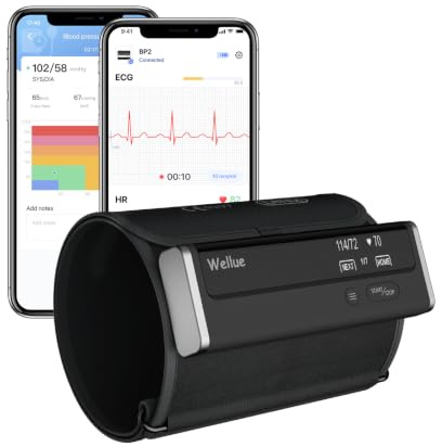 Wellue Blutdruckmessgerät Oberarm mit EKG – 3 aufeinanderfolgende Messungen, KI-Analysebericht, Bluetooth & WLAN, App mit Unbegrenzter Datenverwaltung