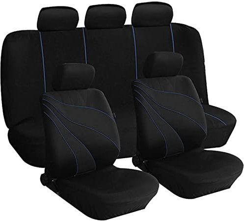 Susy Shop Housses de siège universelles en polyester adaptables à toutes les voitures avec sièges standard, housses de voiture avec 2 fermetures éclair sur les dossiers arrière - Modèle G (Bleu)