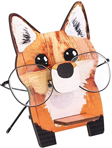 Brillenhalter in Tierform, Brillenständer Aus Verbundholz, Geruchlos, Verblasst Nicht, Sorgfältig Geschnitzt Und Handbemalt, Brillenständer Zur Aufbewahrung Von Brillen, Heimdekoration(Fuchs)