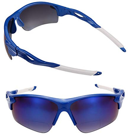 The Athlete, 2 paia di occhiali da sole bifocali sportivi di precisione, occhiali da sole da lettura per uomo e donna, Blu, Medium