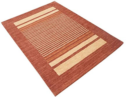 Orange Rot Beige 140X200 cm Teppich 100% Wolle Orientteppich Handgetuftet HT616