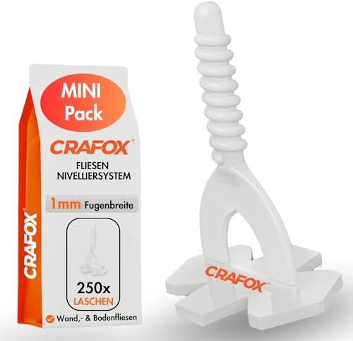 CRAFOX® Kakel Nivelleringssystem Tillbehör | 250x Gängstavar 1mm Fogbredd | Proffsverktyg för plattsättare | Läggningshjälp Dragstavar | Perfekt kakelsättning