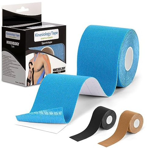 ACWOO Cinta Kinesiología Tape, Vendaje Kinesiológico, Cinta Muscular, Cinta Cinética, Impermeable Elásticas Vendaje Neuromuscular, Soporte Muscular y Alivio Dolor Muscular, 5m x 5cm