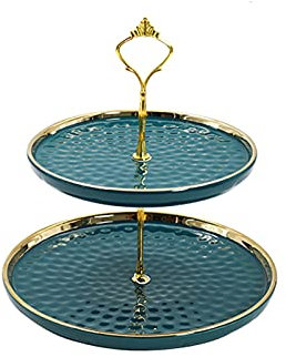 OQHAIR Soporte para Tartas Soporte para Tartas de cerámica de Dos Niveles, Soporte Creativo para exhibición de Tartas, Mesa de Postre, diseño Desmontable, Soporte Multiusos para Frutas, s