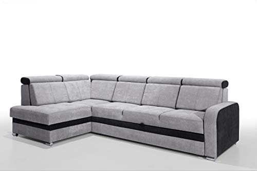 Robin Inspire Glen Ecksofa L-Form Schlafsofa Links Grau | Schlaffunktion, Bettkasten, abnehmbare Rückenkissen, Kopfstützen, freistehende Eckcouch, Wohnlandschaft, Sofa fürs Wohnzimmer