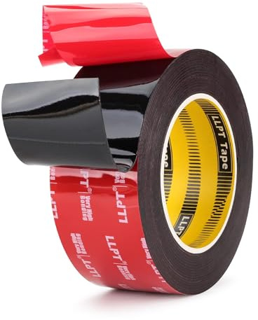 LLPT Ruban Adhésif Double Face Ruban de Montage Robuste 51MM*5,5M Ruban en mousse noire imperméable Sangles de suspension pour cadre photo pour affiche voiture décoration de la maison (G595250mm)