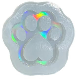 Pfote Silikonform Special Effekt Holo Silikonform 3-4cm | Pfotenform Silikonschlüsselanhänger Token | Chip für Anhänger (4cm)