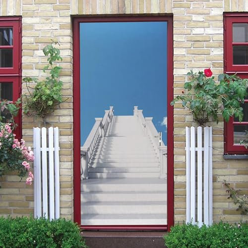 Türtapete Selbstklebend Türposter 3D Bewirken Fototapete Türfolie Poster Tapete Abnehmbar Wandtapete Für Wohnzimmer Küche Schlafzimmer - Weiße Treppe 77 X 200 Cm / 30 X 78,7 Zoll -Türkunst-Türfotos-Tü
