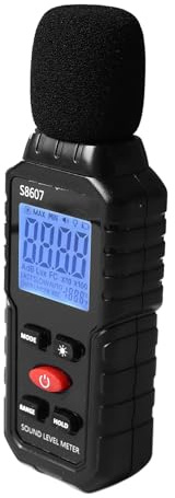 Fonometro Digitale, Misuratore di Decibel con Precisione di 1,5 dB, Fonometro Professionale Portatile 30dB a 130dB con Display LCD Schermo Retroilluminato per Casa, Ufficio, Fabbrica
