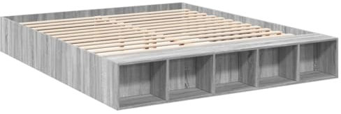 vidaXL Sängram grå sonoma 200x200 cm konstruerad trä, säng, förvaringssäng, dubbelsängram, dubbelsäng, sovrumsmöbler, sängbotten, säng med förvaring