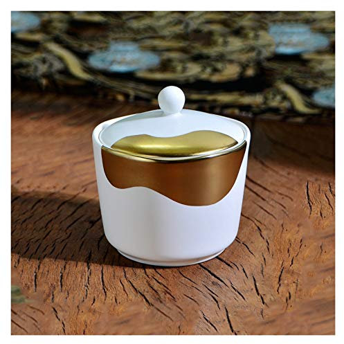 Azucarero de cerámica para dulces, cubo de café, azucarero con tapa, lata de almacenamiento de azúcar granulada blanca para el hogar, azucarero de café, azucarero con tapa