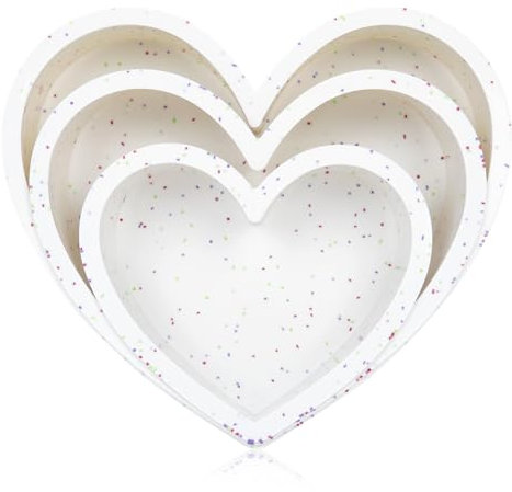 AOTASO 3 Pcs Silicone Heart Shaped Cake Pans 10 Inch 8 Inch 6 Inch Mini Small Large Heart Cake Pan Set Nonstick Silicone Heart Molds for Baking (Cream)
