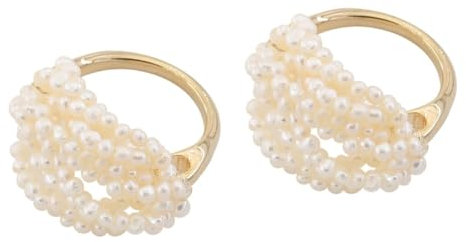 VALICLUD 2stücke Handgefertigter Perlenring Für Damen Einstellbarer Dekorativer Fingerring Mit Natürlicher Süßwasserperle Für Alltag Und Besondere Anlässe Elegantes Accessoire Für