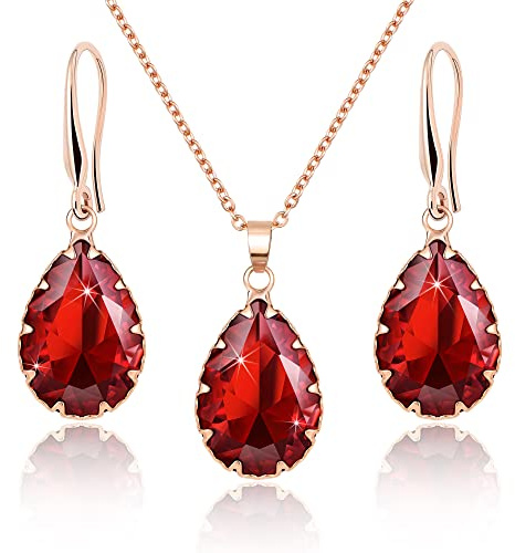 Linawe Schmuck Set, Brautschmuck Hochzeitsschmuck Braut Jewellery, Damenohrringe Ohrringe Hängend und Anhänger Kette Halskette Damen, Erhältlich in Silber, Gold und Roségold
