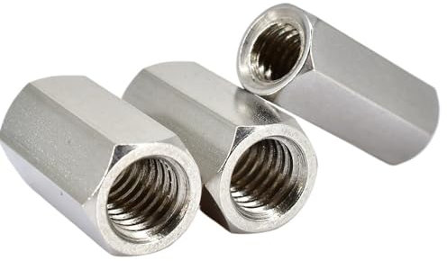 M5 M6 Lange Sechskantmutter aus verzinktem Stahl, Abstandshalter mit Sechskanthülsenmutter, metrische Sechskantkupplungsmuttern for Stangen, 5 Stück(M6x25mm)