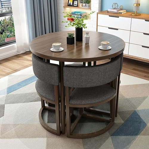 Generisch Rundes Esstisch-Set mit Stühlen Mehrzweck Dauerhaft Moderner Konferenztisch und 4 Stühle-Set Küchentisch-Set aus Holz für 4 Personen für Wohnzimmer und Esszimmer,14,80cm