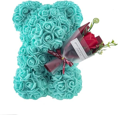 GDJIAYIYI Valentinstagsgeschenk, Rosen-Teddybär, Rosen-Bär, künstlicher Blumenbär, Bär, Geburtstagsgeschenk, für Frauen, Damen, Freundinnen, Mädchen, Mütter, Großmütter, Väter (grün)