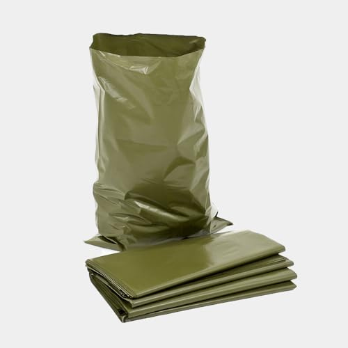 Venuscello 5 x Military Green Rubble Sacks Heavy Duty | Refuse Sacks Builders Bags 24 x 36 inch 350 Gauge Strong and Tear Resistant - Ideal for Builders, Contractors, Renovation and Garden Wastage