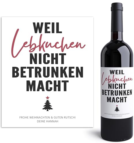 Weinetiketten Weihnachten personalisiert Flaschenetiketten selbst gestalten Geschenk Wein Etiketten selbstklebend 2 Stück | 10x12 cm