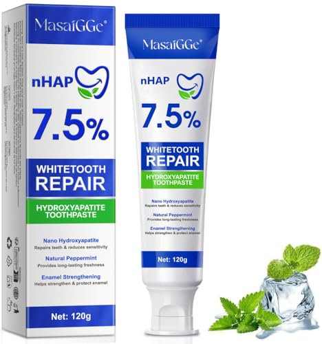 Hydroxyapatite Toothpaste, 7.5% Hydroxyapatite Enamel Care Toothpastes, Nano Hydroxyapatite Toothpaste for Enamel Repair & Tooth Strengthening, Fluoride-Free, for Sensitive Teeth, Fresh Breath