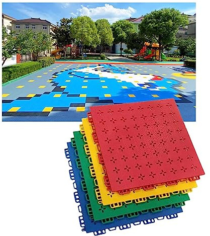 Dalles de sol de sport en plastique résistant aux intempéries de 1 pied, dalles de sol modulaires emboîtables pour école/jardin d'enfants/terrain de basket-ball/salle de sport/aire de jeux/parc, ble