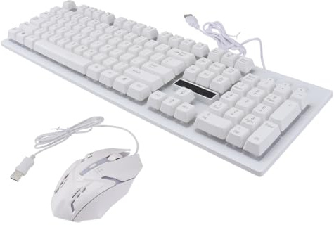 UKCOCO Conjunto de Teclado y Ratón Mecánicos Cable USB, Luminosos, 104 Teclas, 4 Teclas, para Gaming y Oficina,