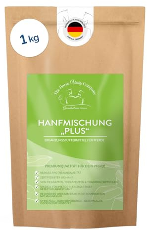 The Horse Vitality Company Hanfmischung Plus 1 kg Pulver | Ergänzungsfuttermittel für Pferde mit Hanf & Magnesiumcitrat| Muskelaufbau, Fell, Immunsystem & Nerven | 100% natürlich | Made in Germany