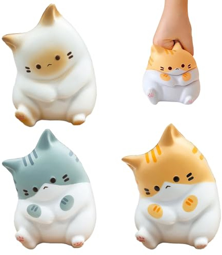 3 Stück Niedliche Katze Antistressball, Squishy Katze Squeeze Toy, Stressball Kinder Erwachsene, Kawaii Quetschspielzeug, Langsam Steigende Antistress Spielzeug Für Mädchen Jungen Zum Entspannen
