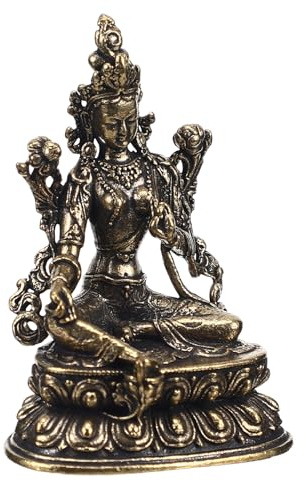 OUNONA Vintage Grüne Tara Buddha Statue aus Messing Retro Messingornament für Zuhause Klassische Dekofigur als Geschenk